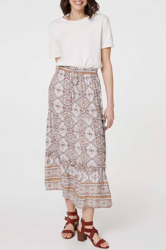 Stellalondon - Printed High Waist Relaxed Midi Skirt