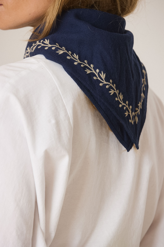Embroidered Kerchief - Blue