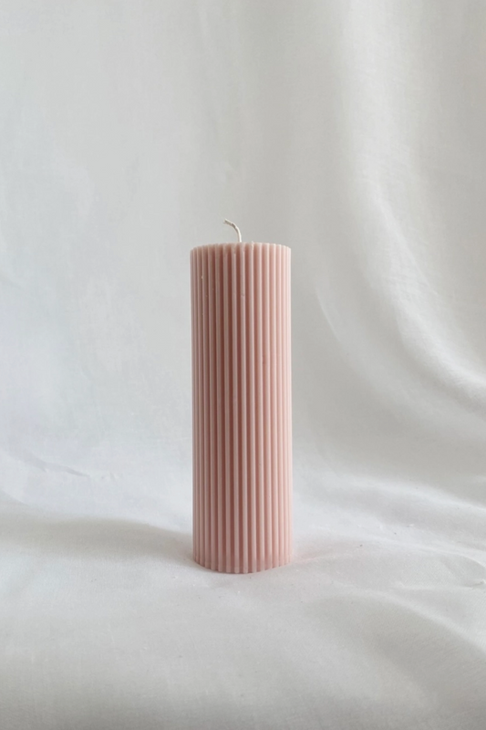 Medium | Scented -  Ribbed Vegan - Pillar Candle