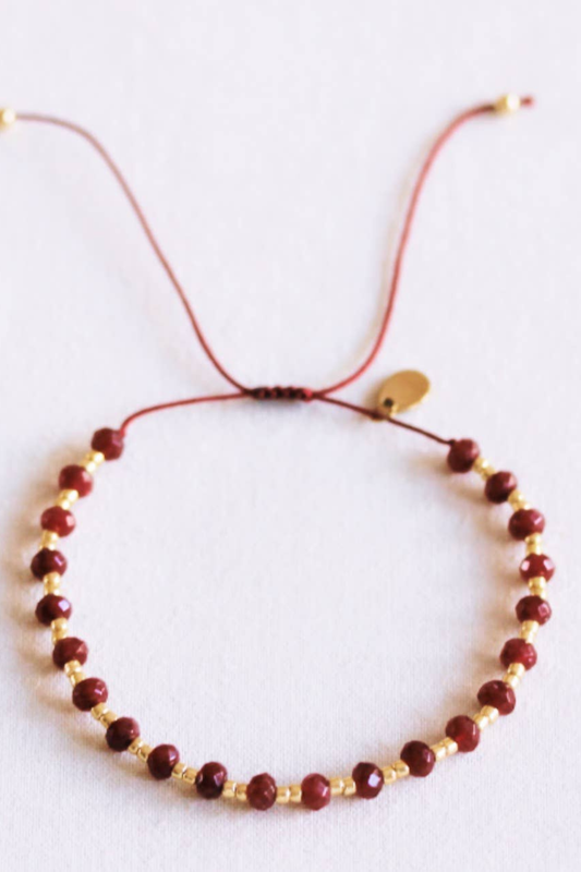 Bazou Gemstone bracelet with gold-plated Miyuki – Bordeaux