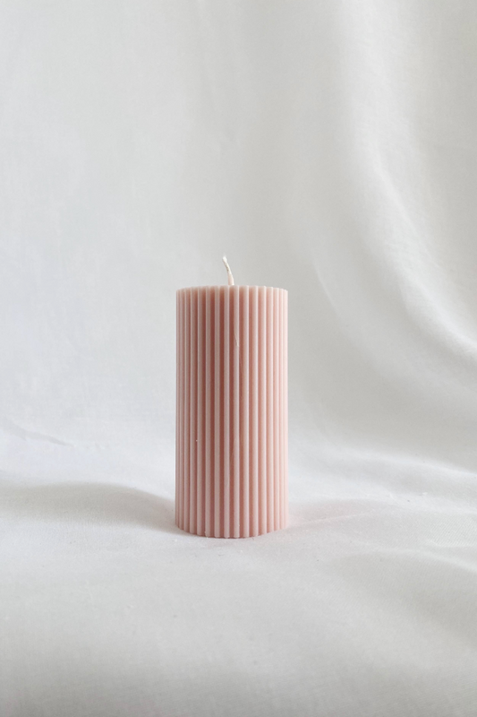 Small | Scented -  Ribbed Vegan - Pillar Candle