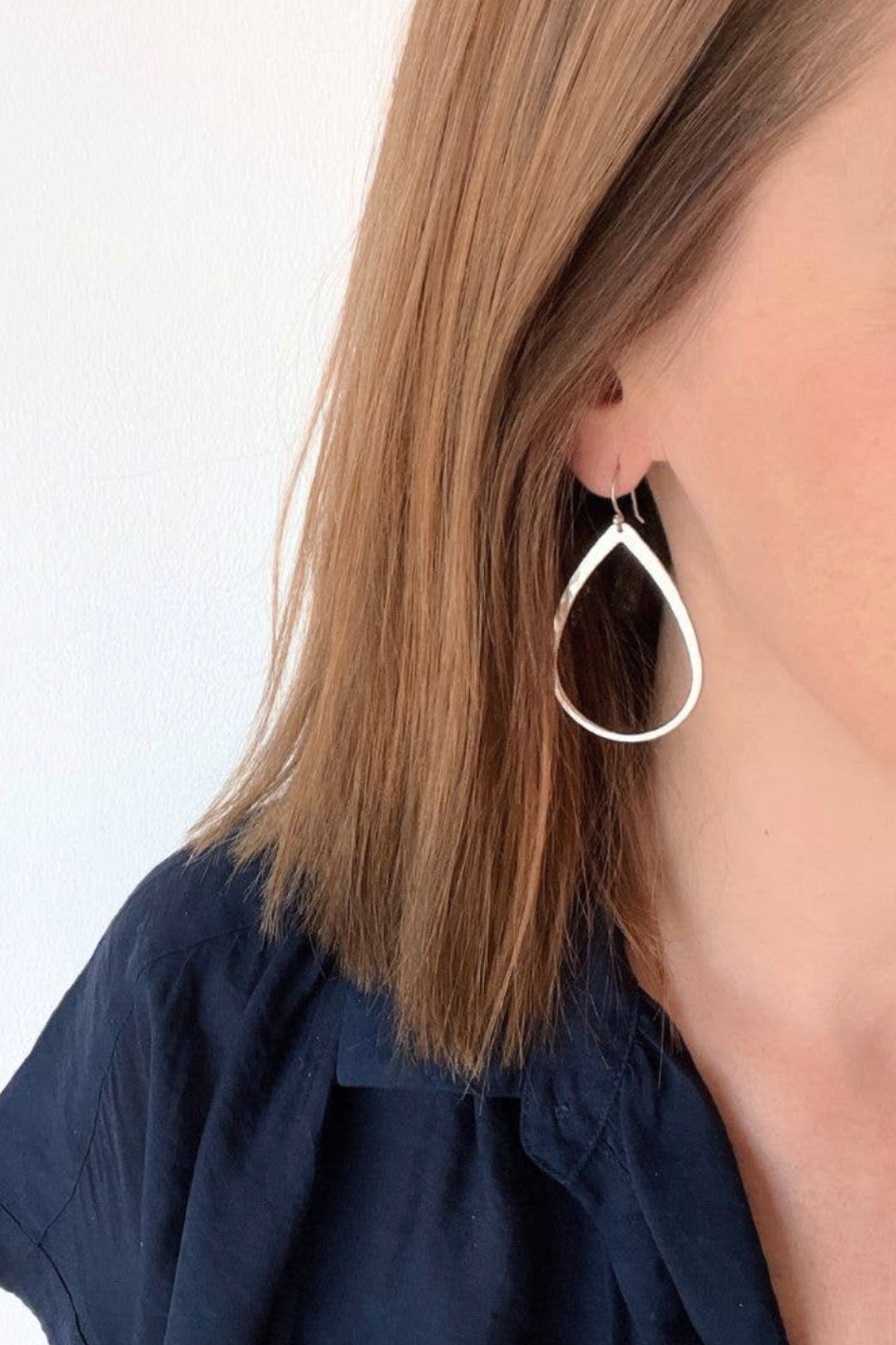 Hammered Tear Drop Earrings - Silver/Gold