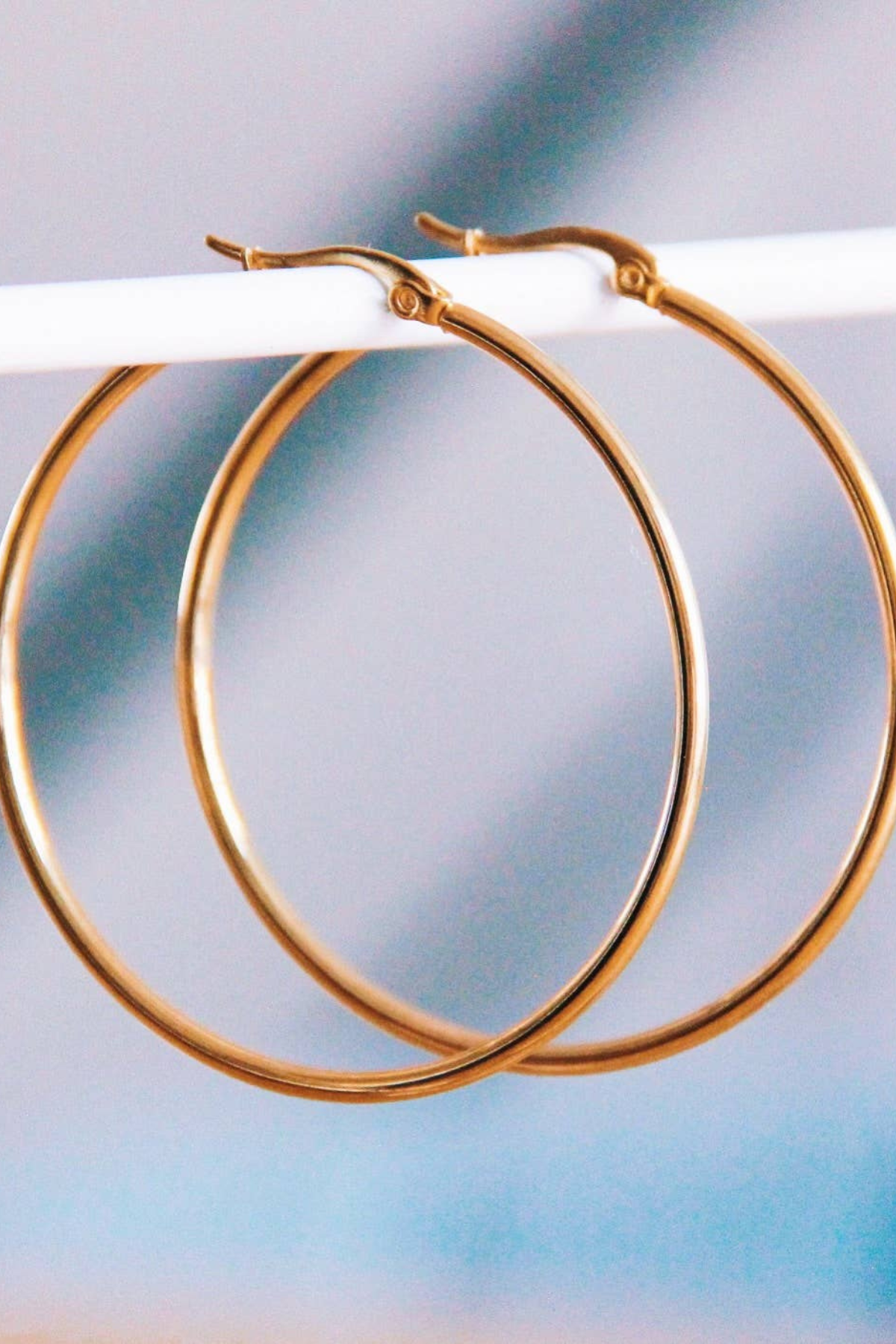 Bazou Stainless Steel Hoop Earrings - Large