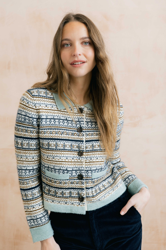Chestnut Fair Isle Jacket Fair Isle Knit - Mist