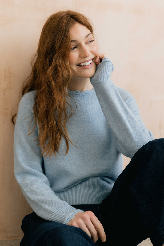 Elodie Jumper Scallop Knit - Powder Blue