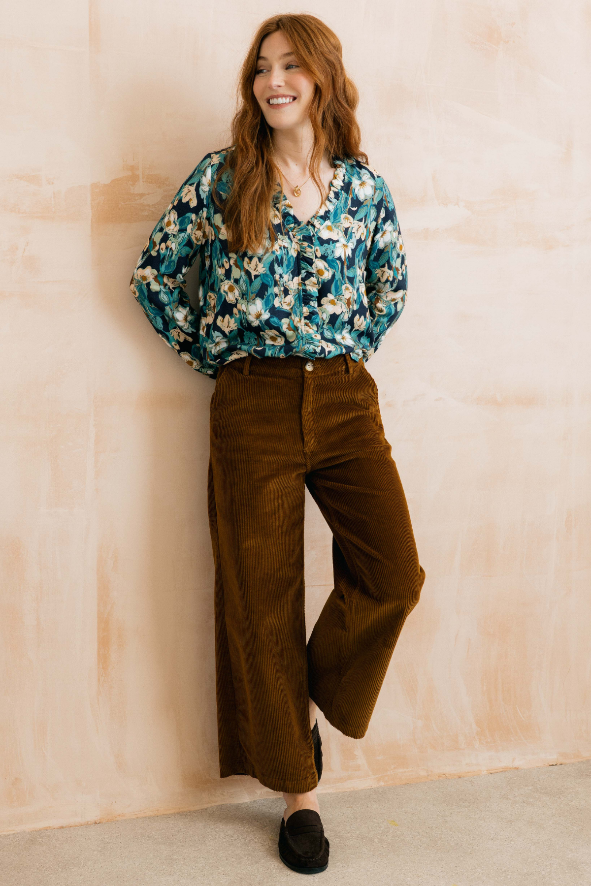 Isla Crop Trouser Plain Jumbo Cord - Burnt Caramel