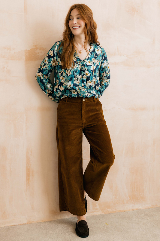 Isla Crop Trouser Plain Jumbo Cord - Burnt Caramel