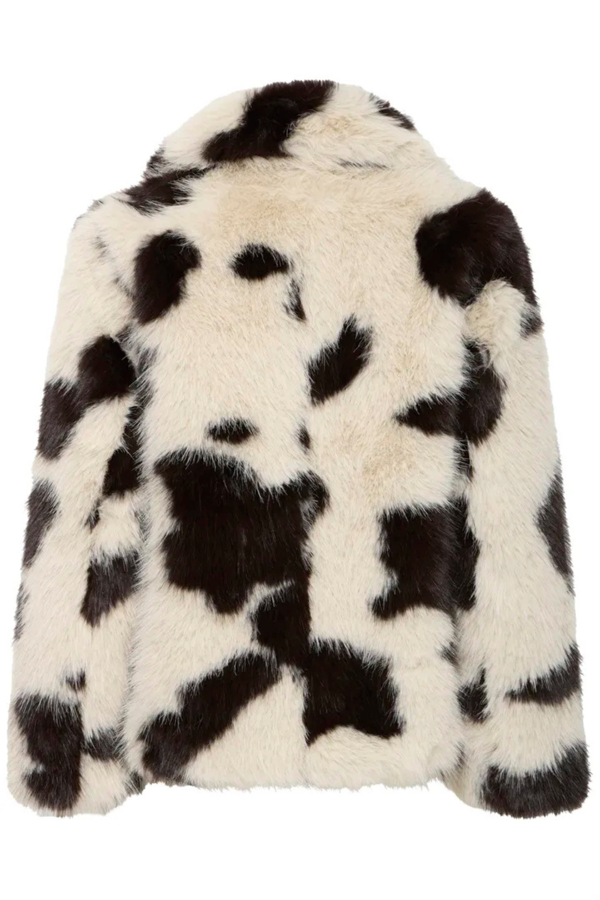 BYBEMIO Cow Print Faux Fur Coat