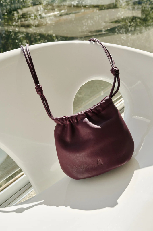 Gathered Leather Shoulder Bag