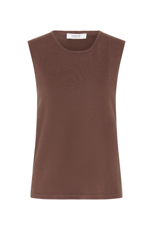 women's brown sleeveless tank top with round neck