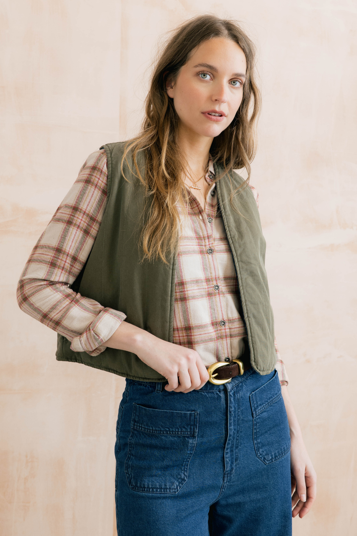Pavillion Reversible Gilet Plain Linen Denim