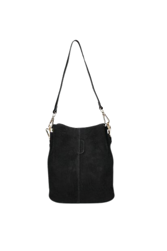 Marzia Suede Bucket Bag - Black