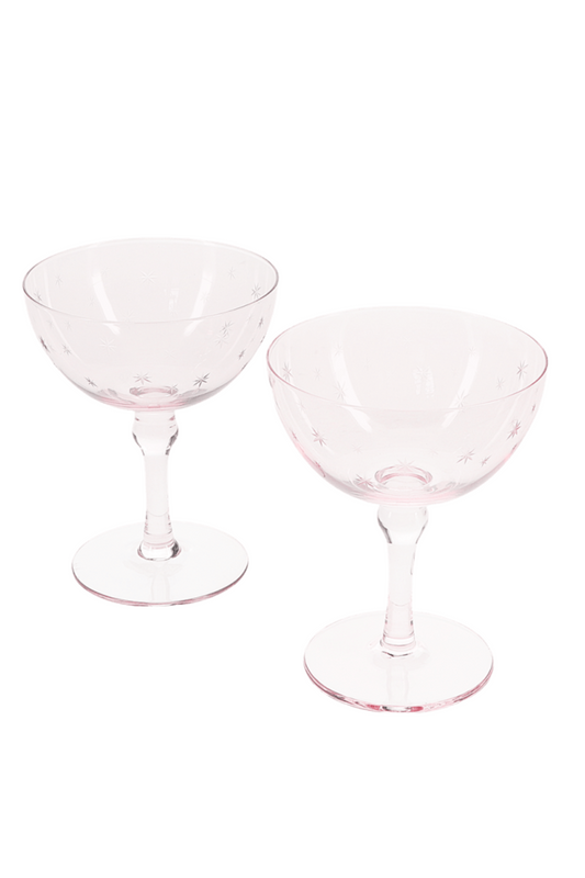 Etched Star Coupe Glasses (Pair)