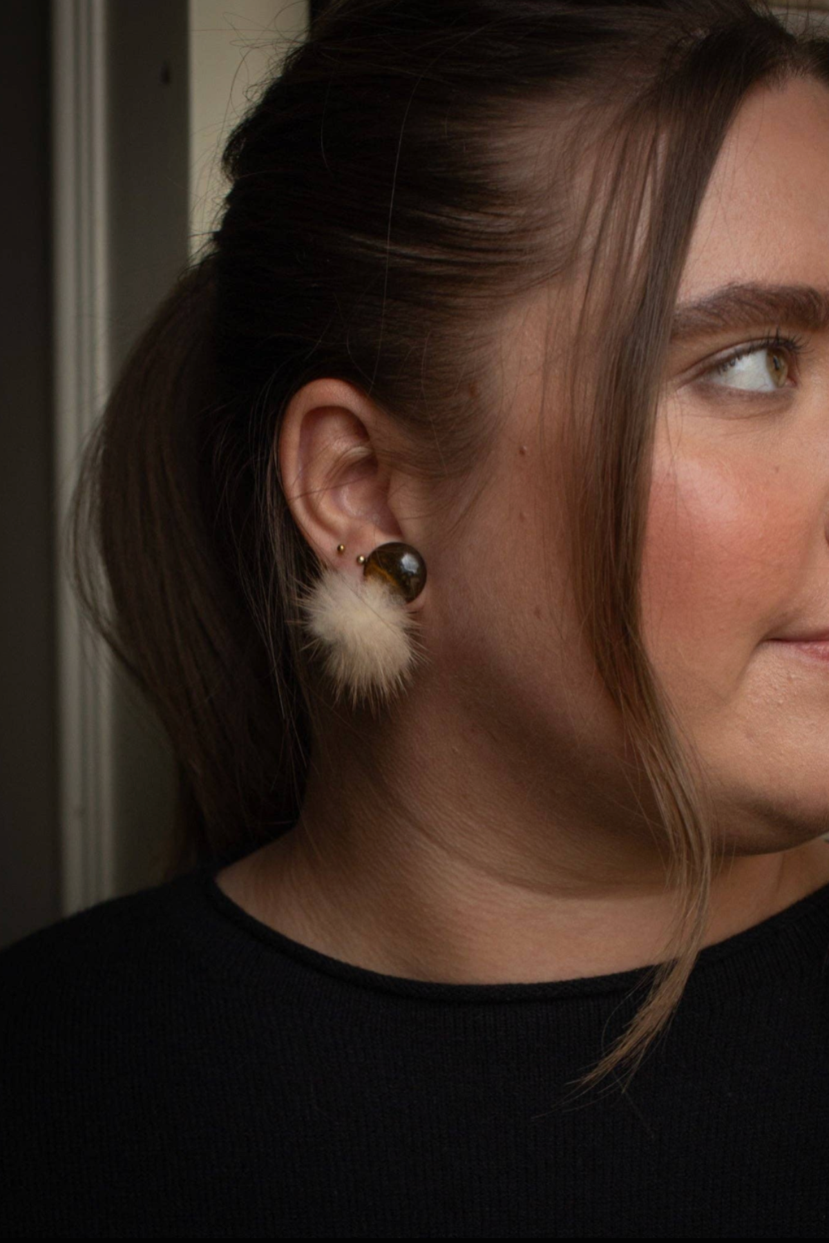 BATTLE Fluffy Stud Earrings | Caramel