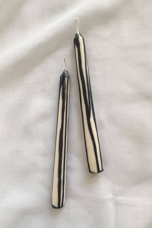 Charcoal Abstract Drip Candle Sticks (Set of 2)