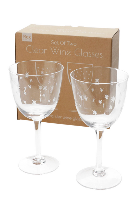 Etched Star Wine Glasses (Pair)