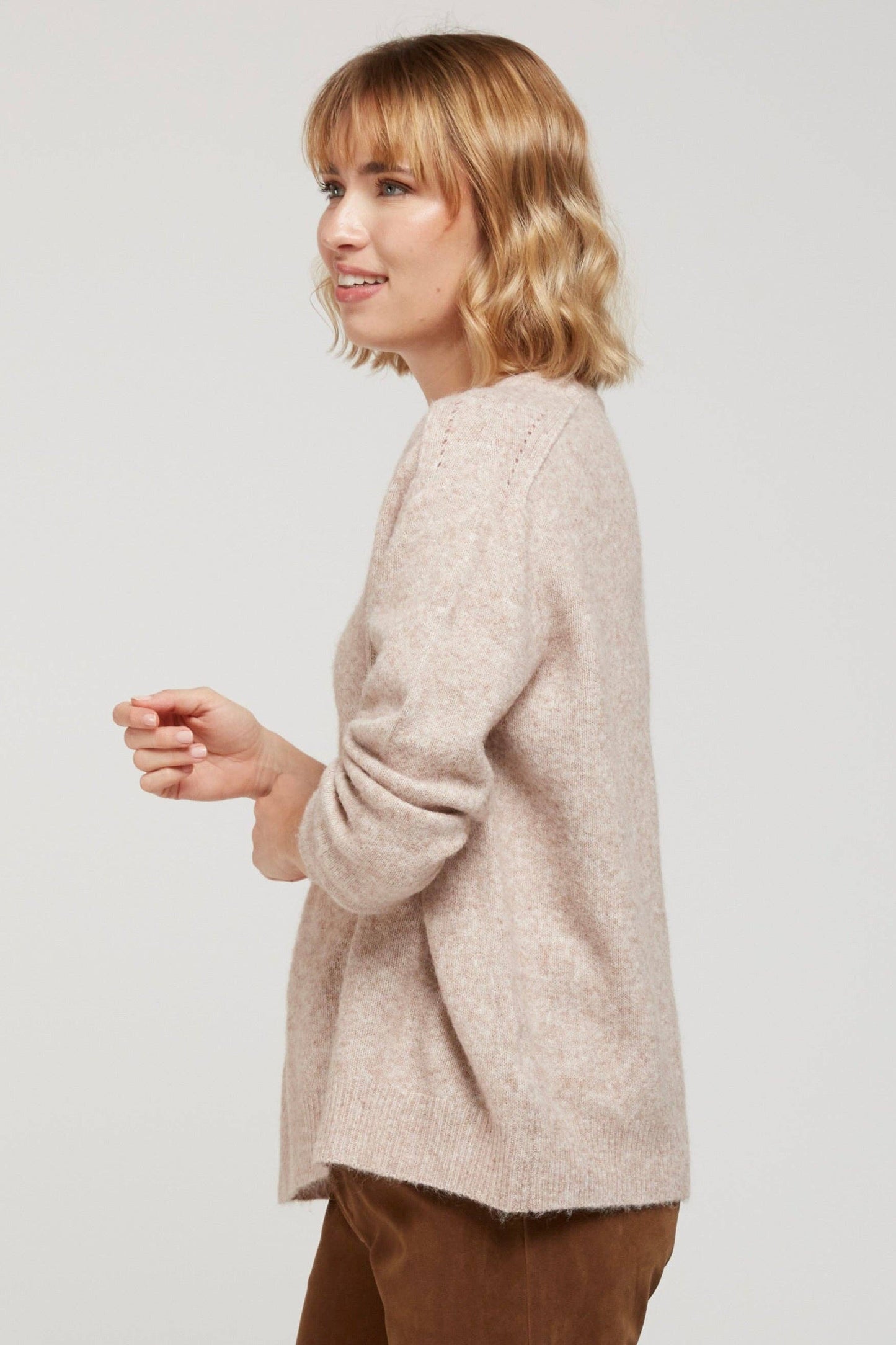 LANNA - Oversized Openwork Shoulder Sweater