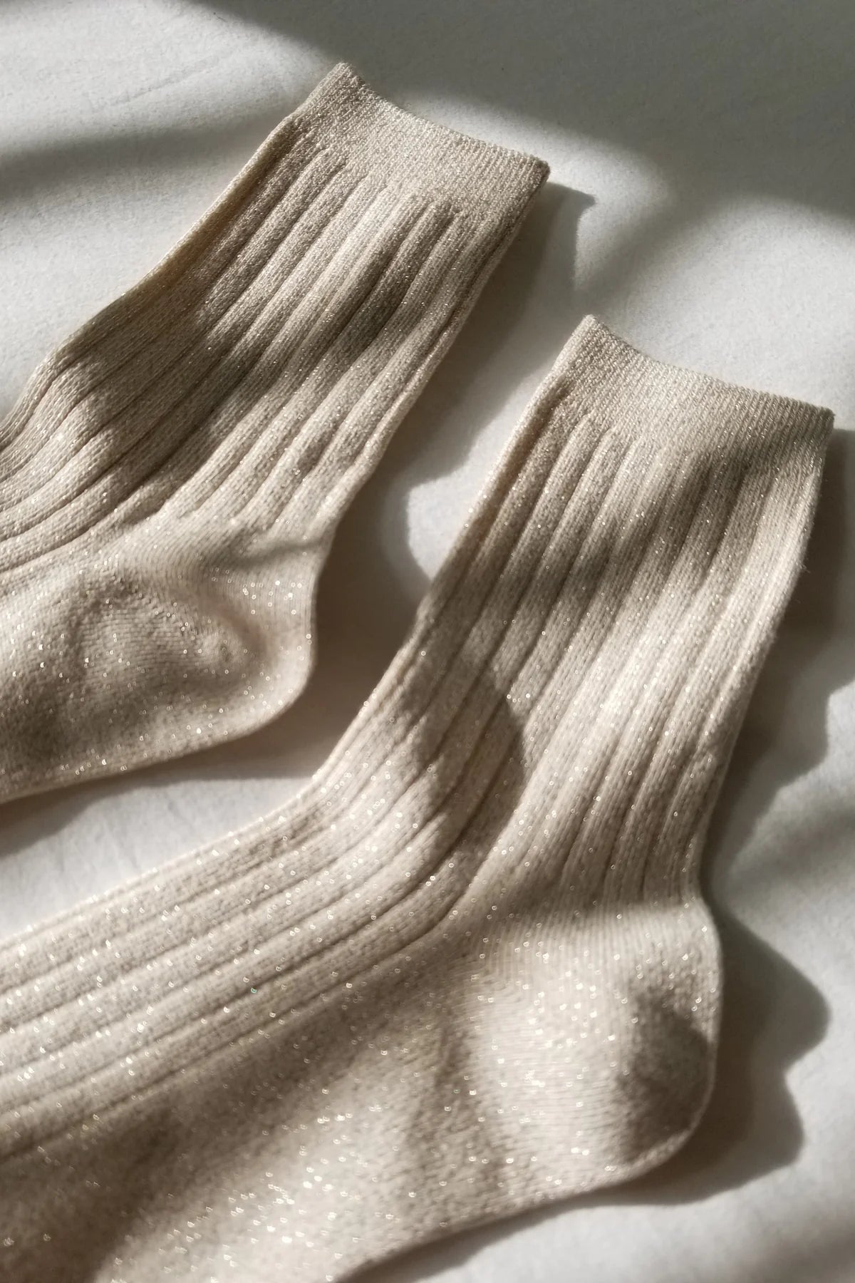 Her Ribbed Sparkle Socks Ivory