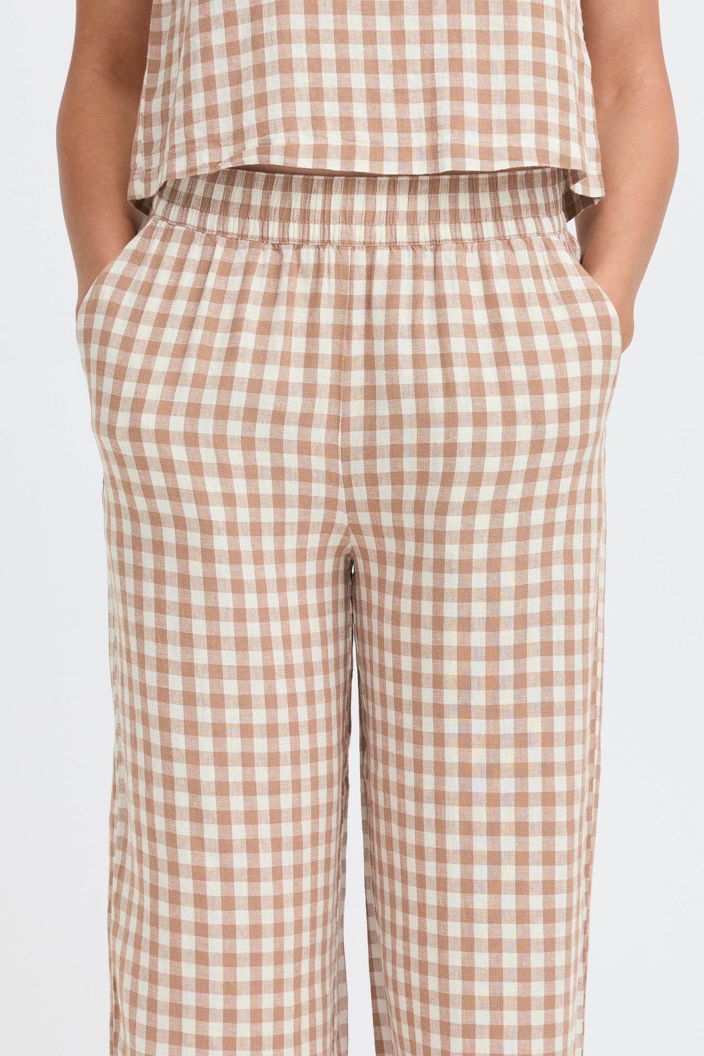 BYFALAKKA Crop Pants - Woodsmoke Check