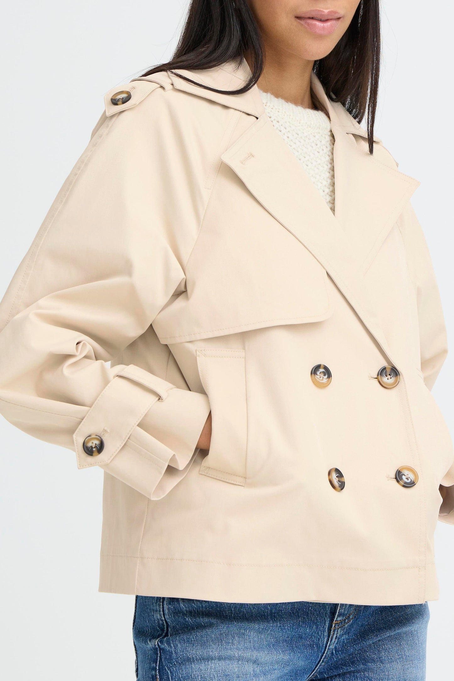 BYAMONA Trench Coat - Oyster Grey