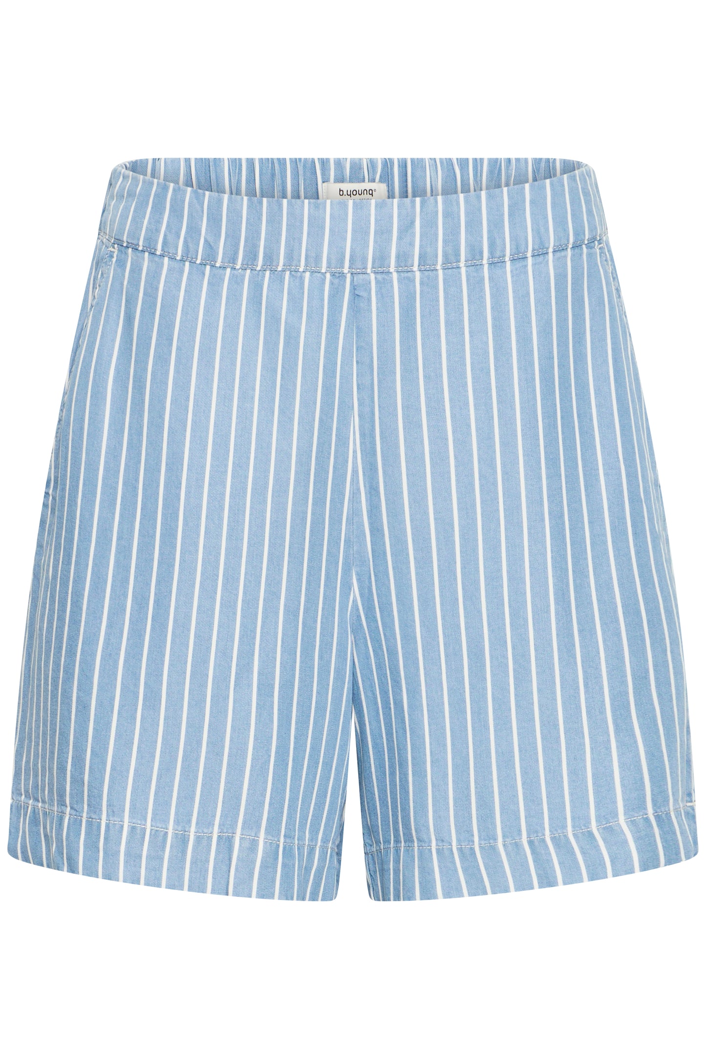 100% lyocell blue and white striped women's shorts