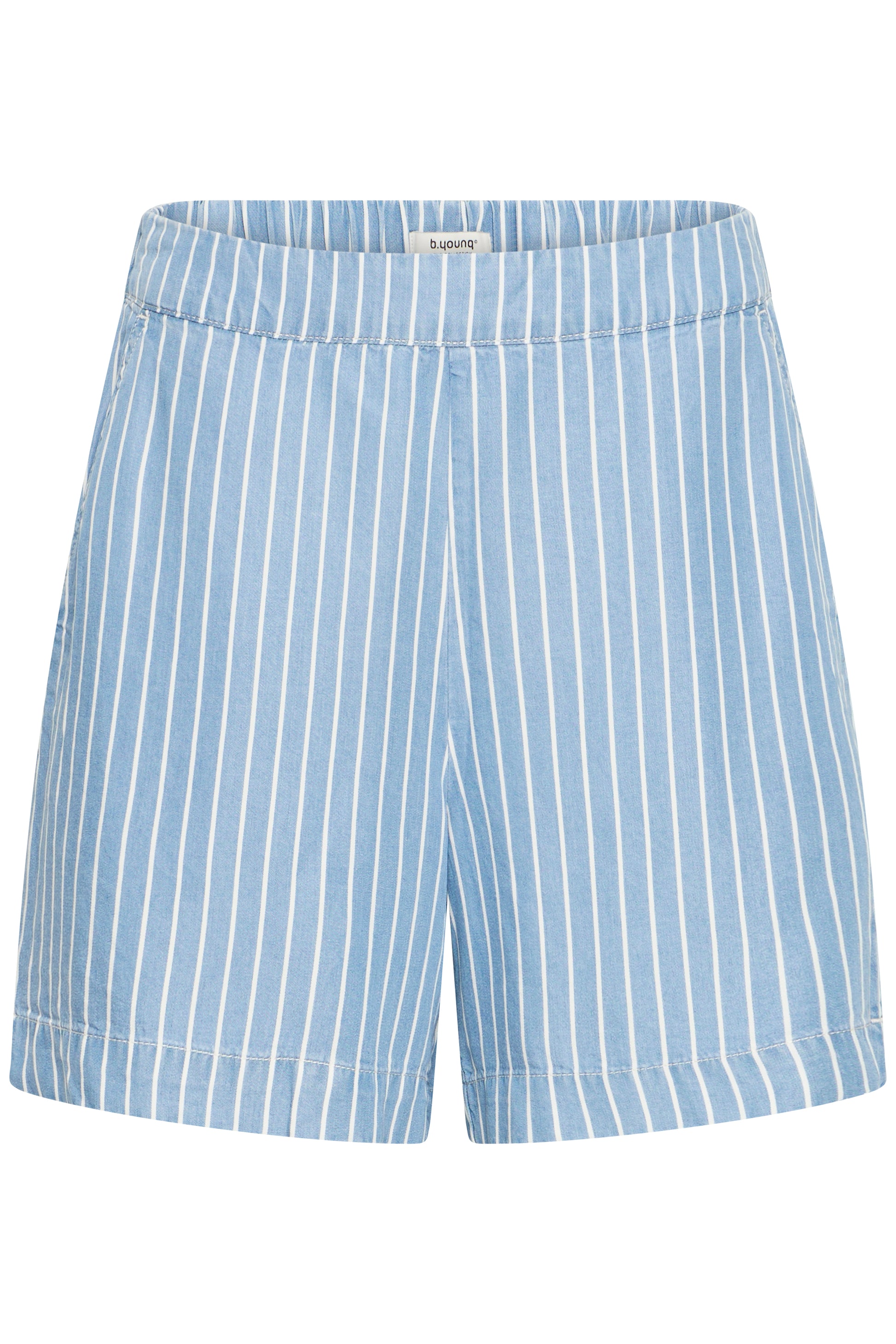 100% lyocell blue and white striped women's shorts