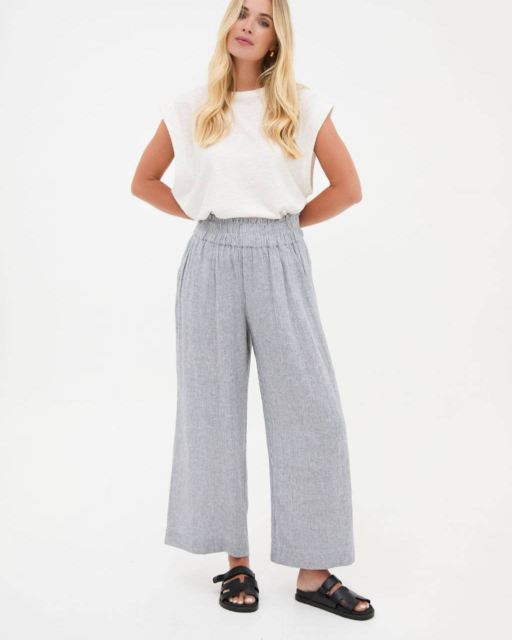 Ria Stripe Linen Culottes