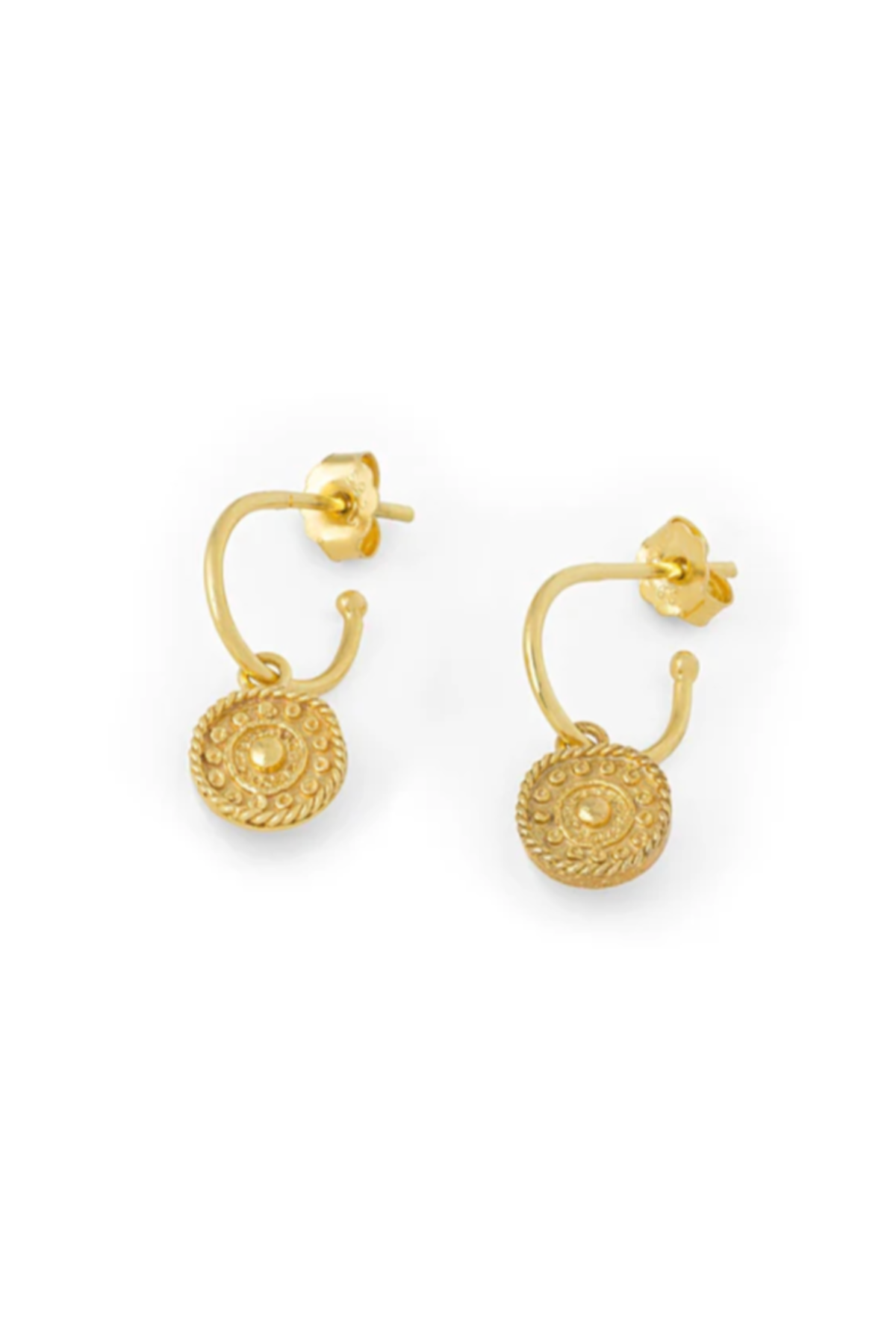 Gold Coin Stud Hoops