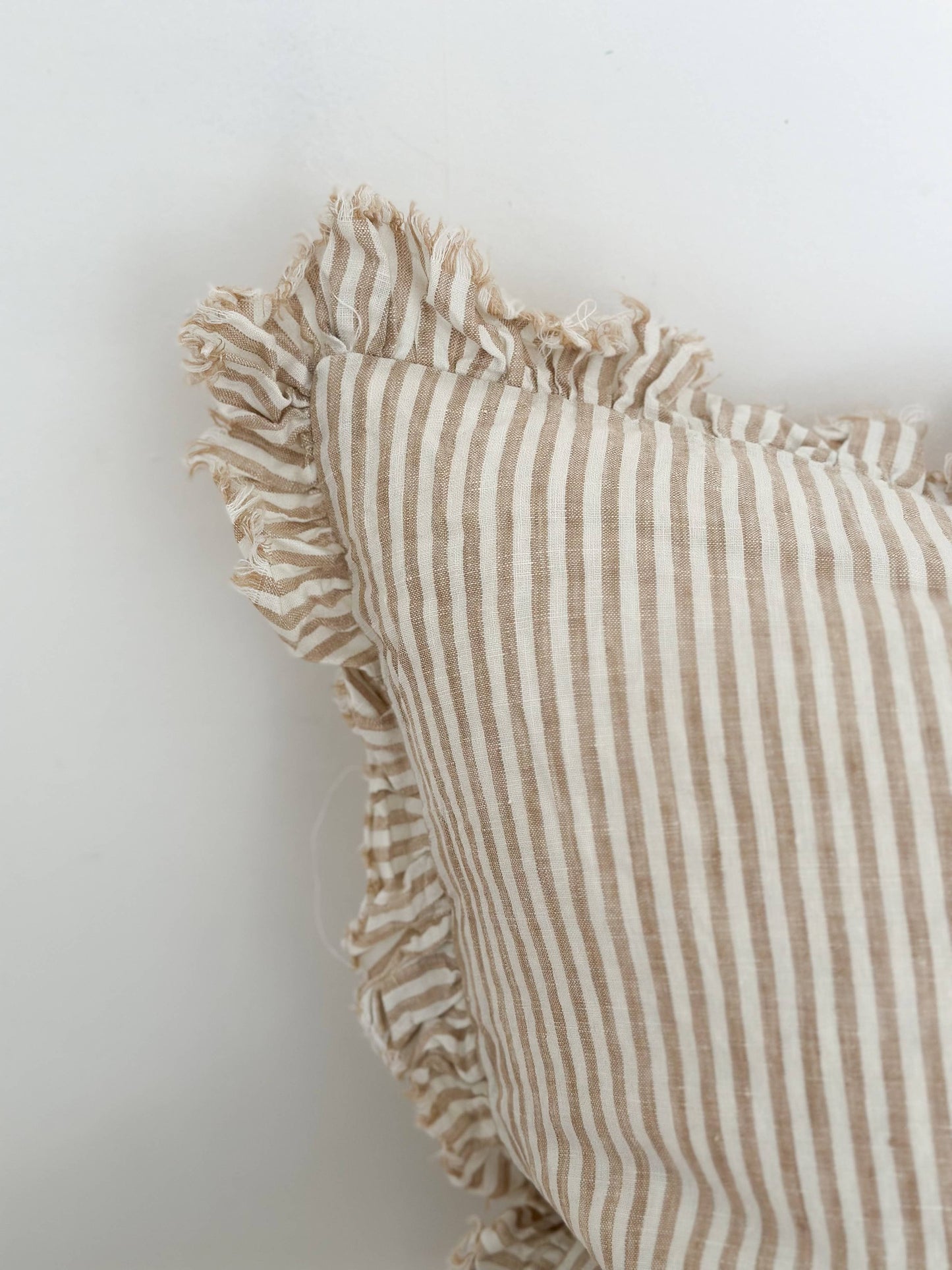 HALLIE Linen Stripe Cushion Cover – Ruffle Edge