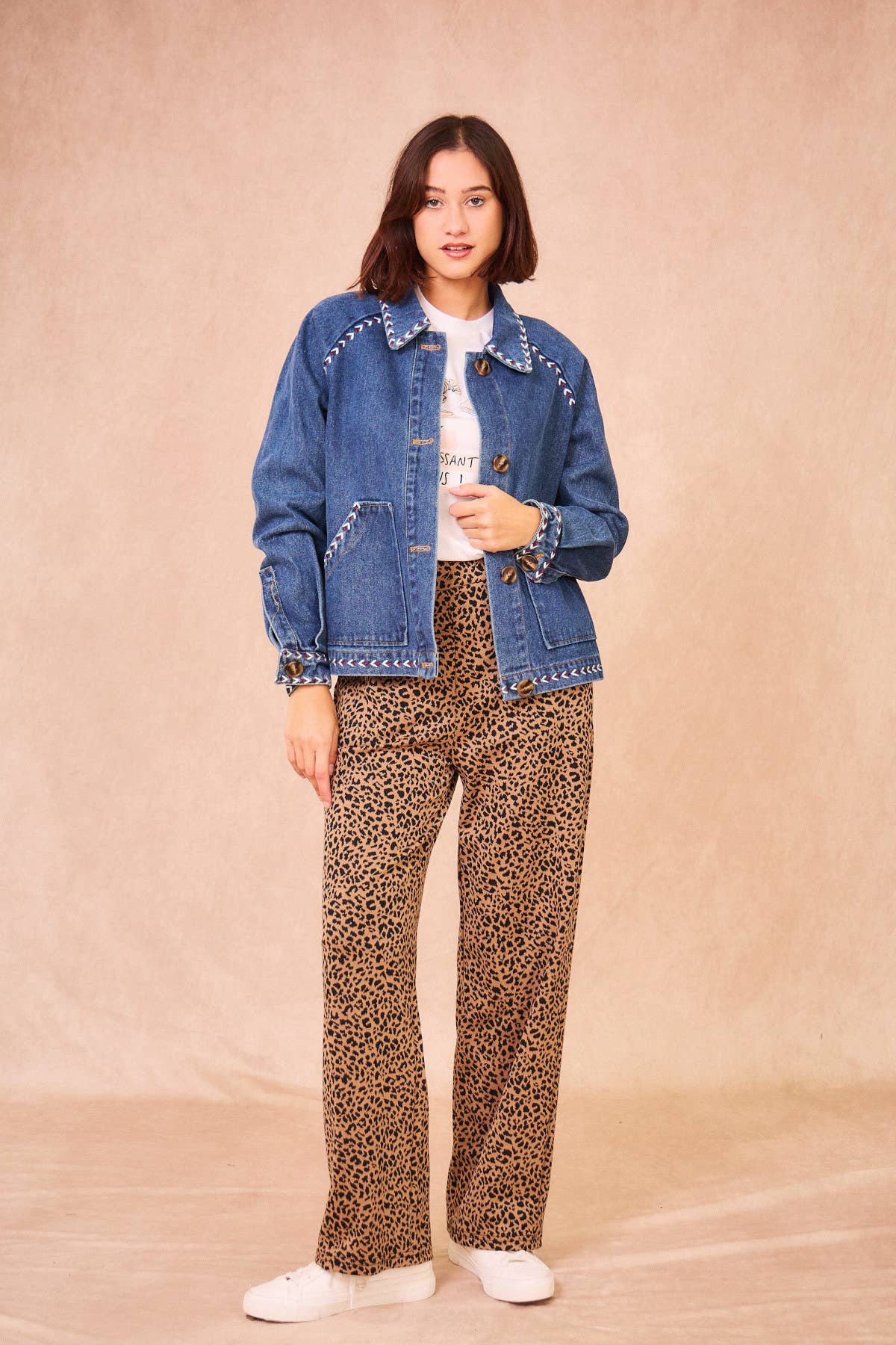 VALENA Embroided Denim Jacket blue