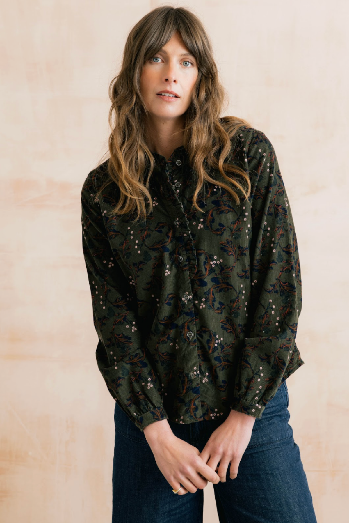 Rachel Frill Blouse Trailing Leaves