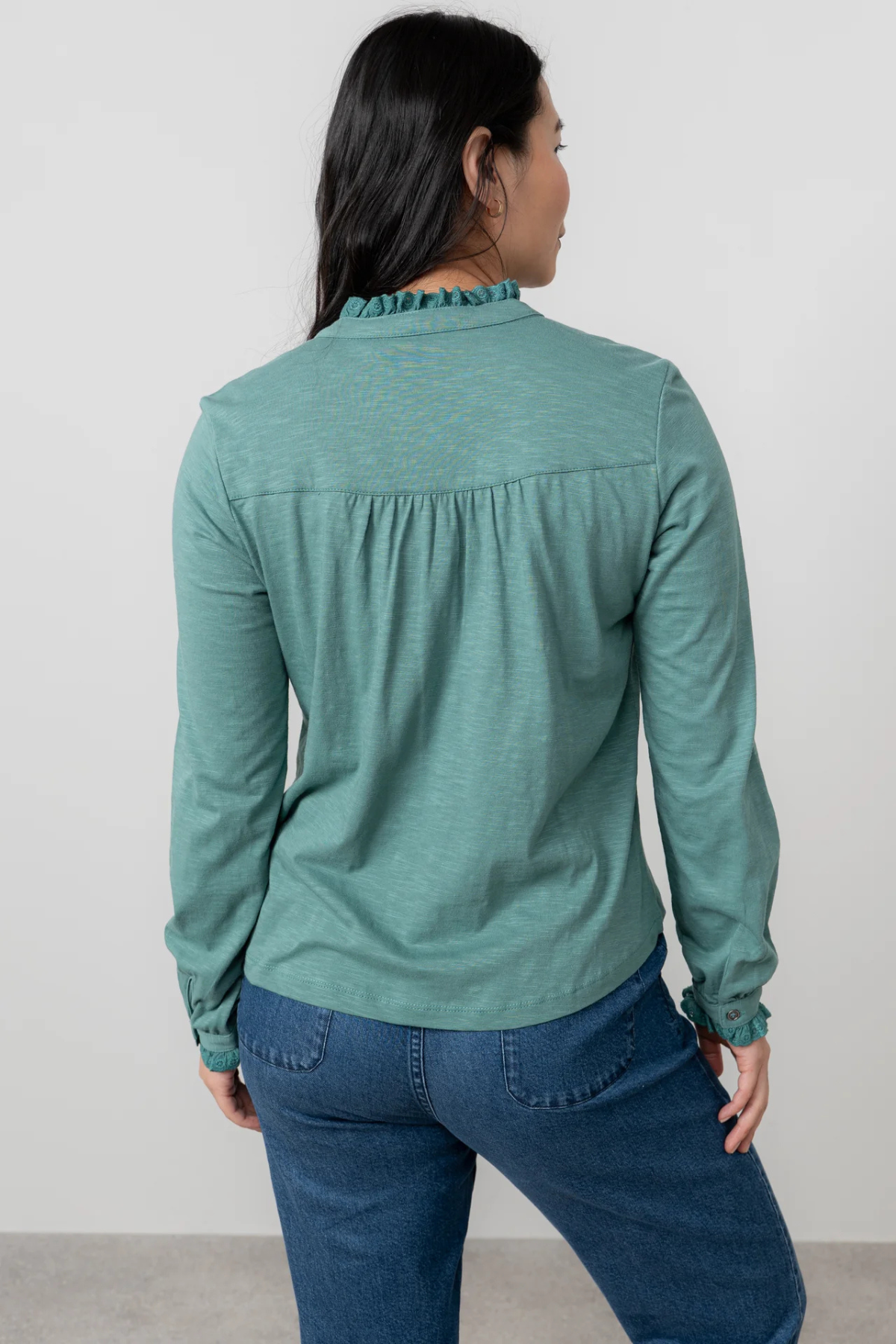 Sage Frill Organic Cotton Blouse Sea Mist