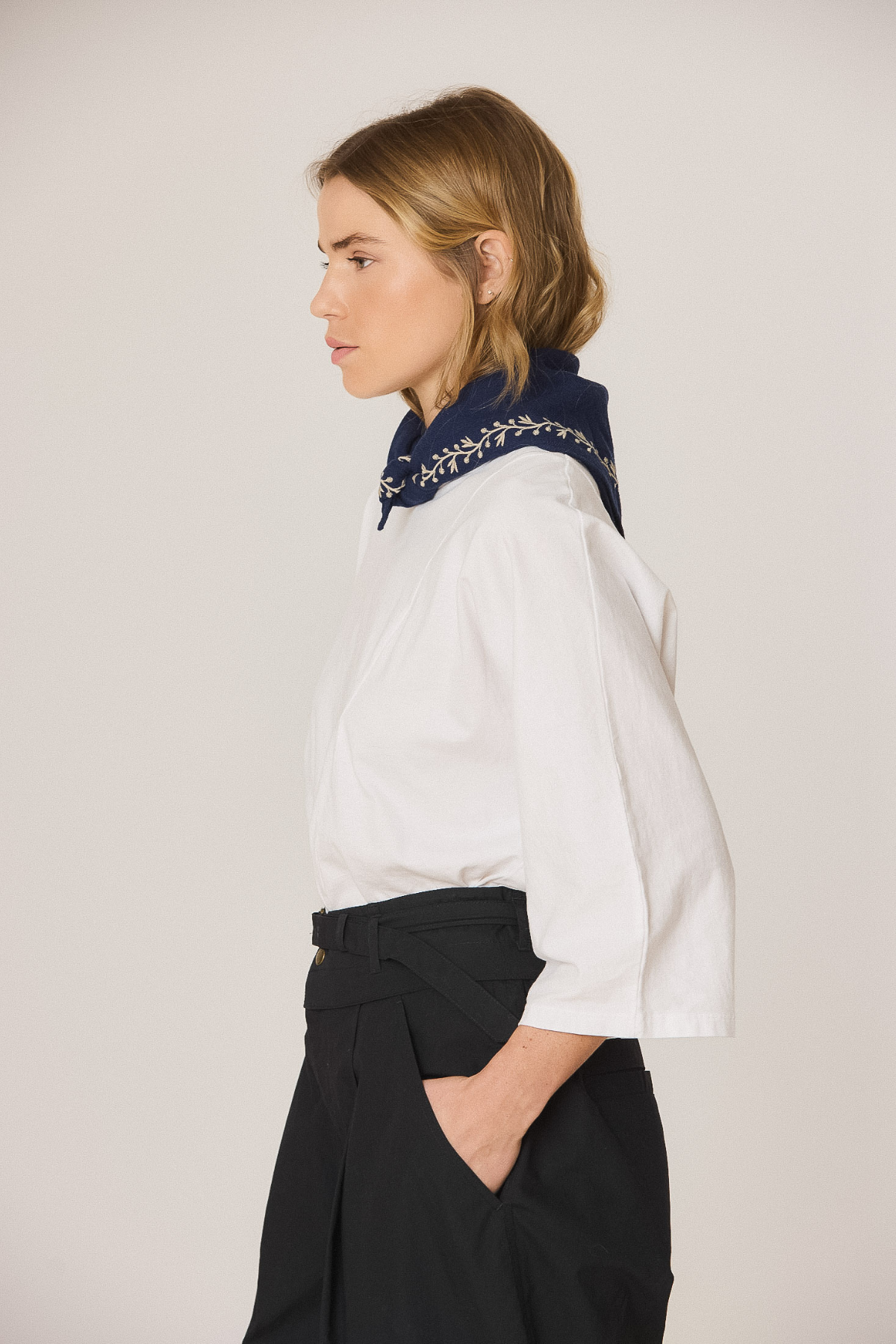 Embroidered Kerchief - Blue