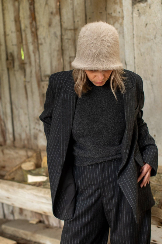 Drew Blazer - Dark Charcoal Pinstripe