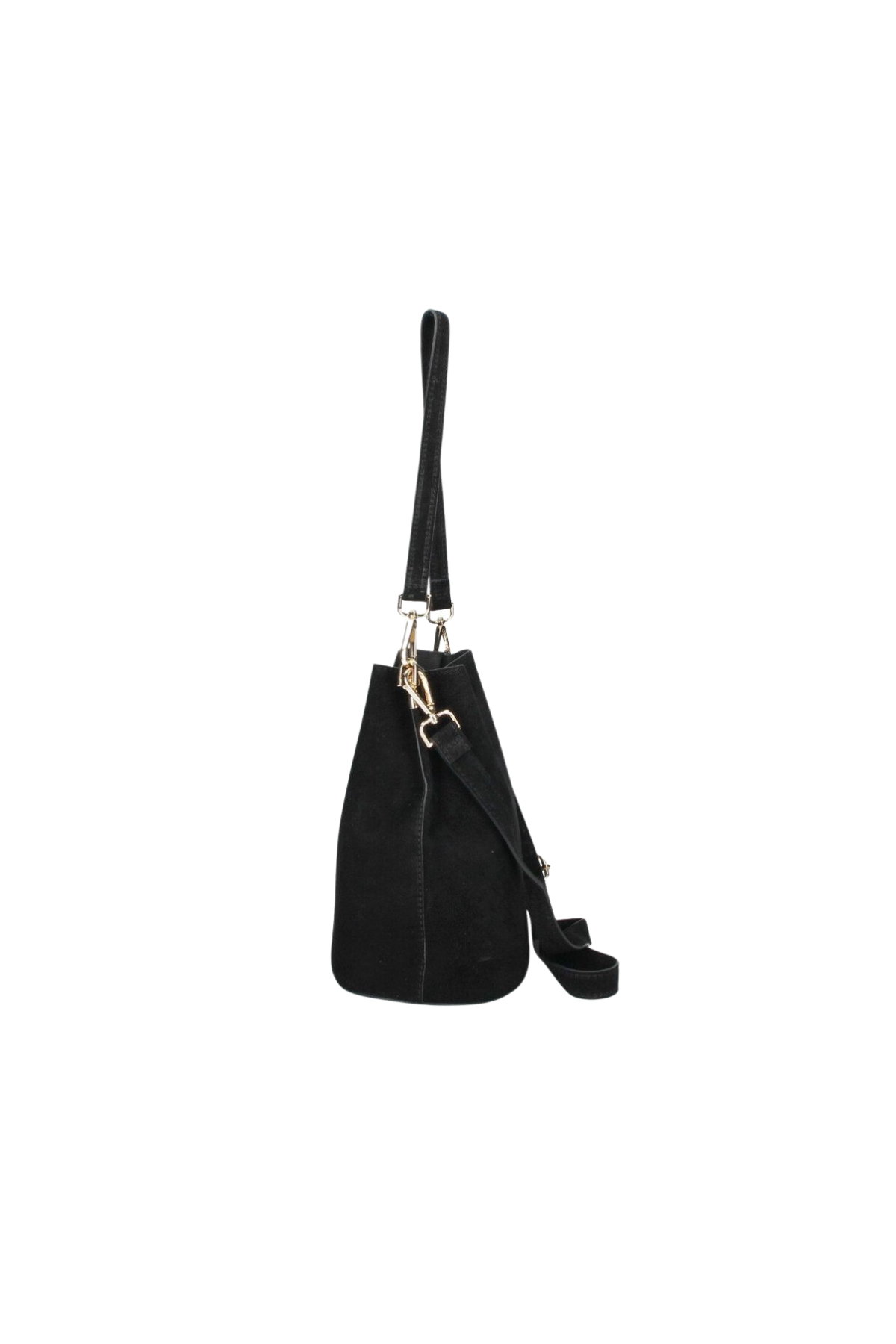 Marzia Suede Bucket Bag - Black