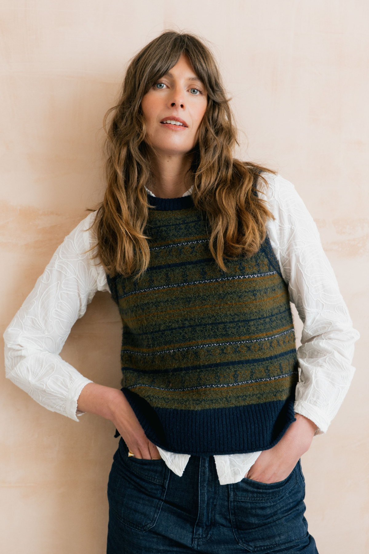 Joan Fair Isle Tank Fair Isle Knit - Olive