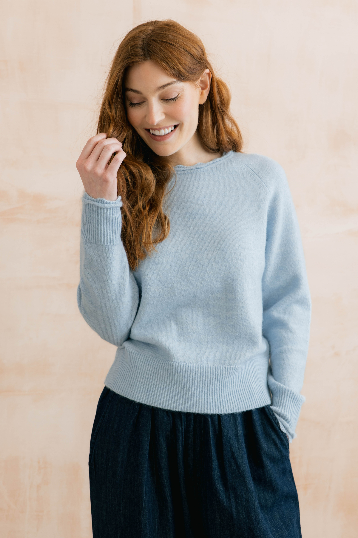Elodie Jumper Scallop Knit - Powder Blue
