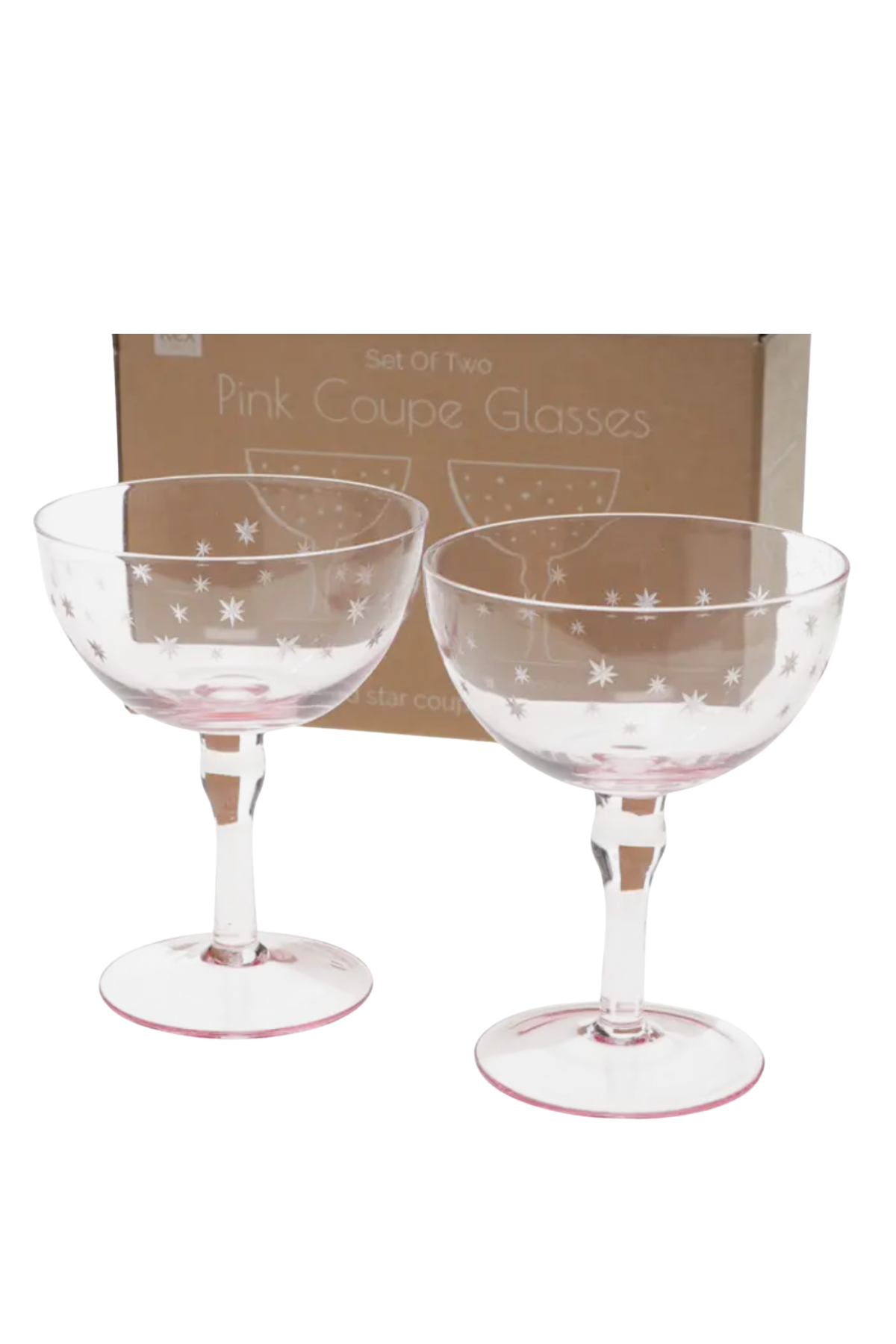 Etched Star Coupe Glasses (Pair)