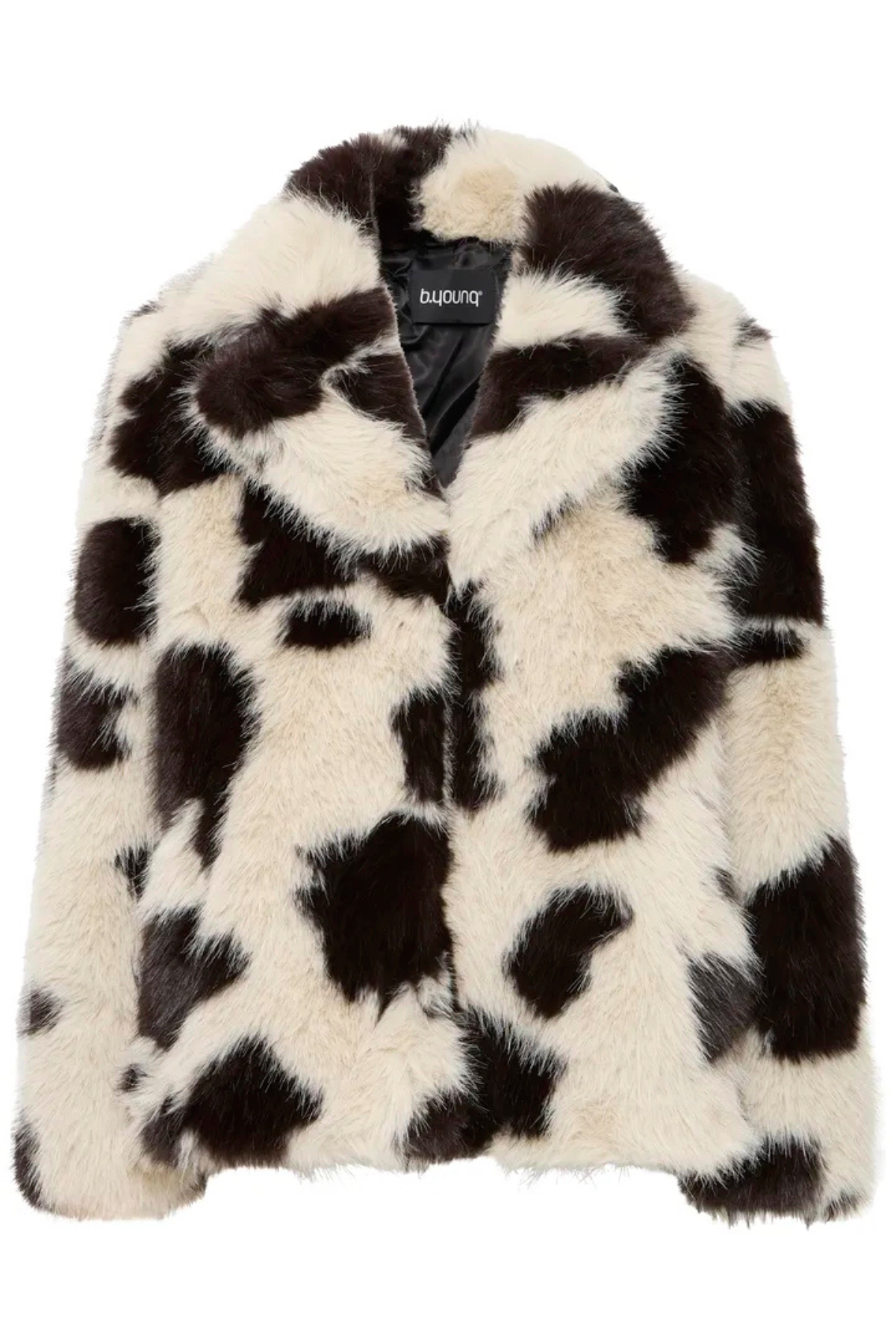 BYBEMIO Cow Print Faux Fur Coat