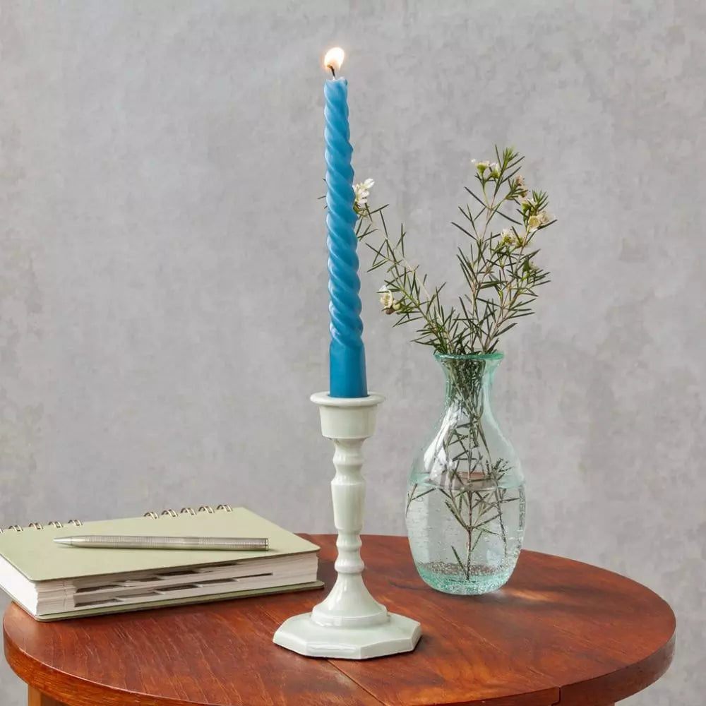 Rex London UK - Enamel Candlestick - green-grey