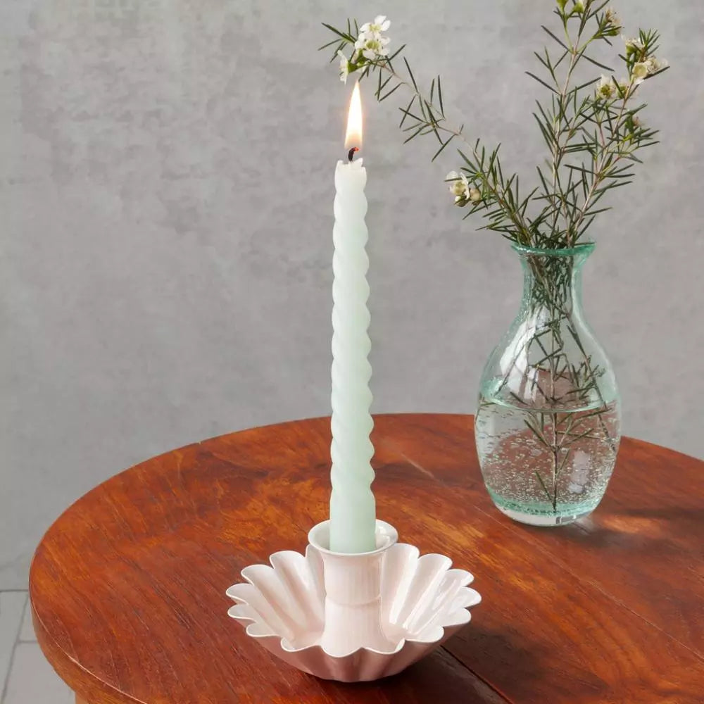 Rex London UK - Enamel Cupped Flower Candle Holder - Pink