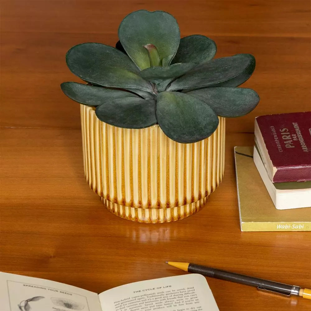 Rex London UK - Ridged Plant Pot - Mustard