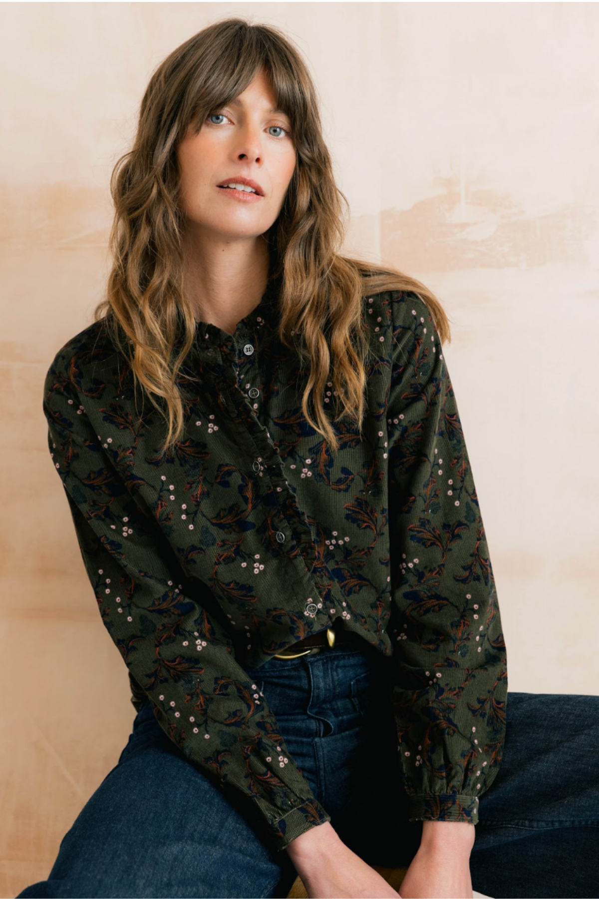 Rachel Frill Blouse Trailing Leaves