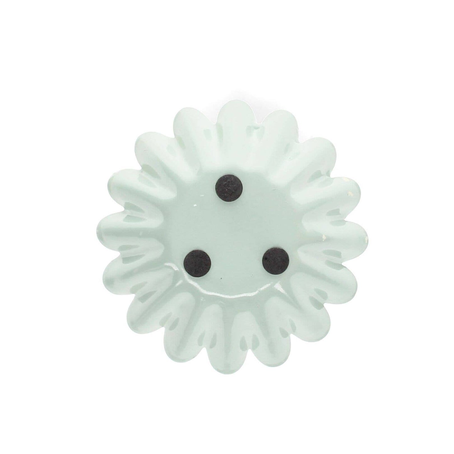 Rex London UK - Enamel Cupped Flower Candle Holder - Light Grey/Green