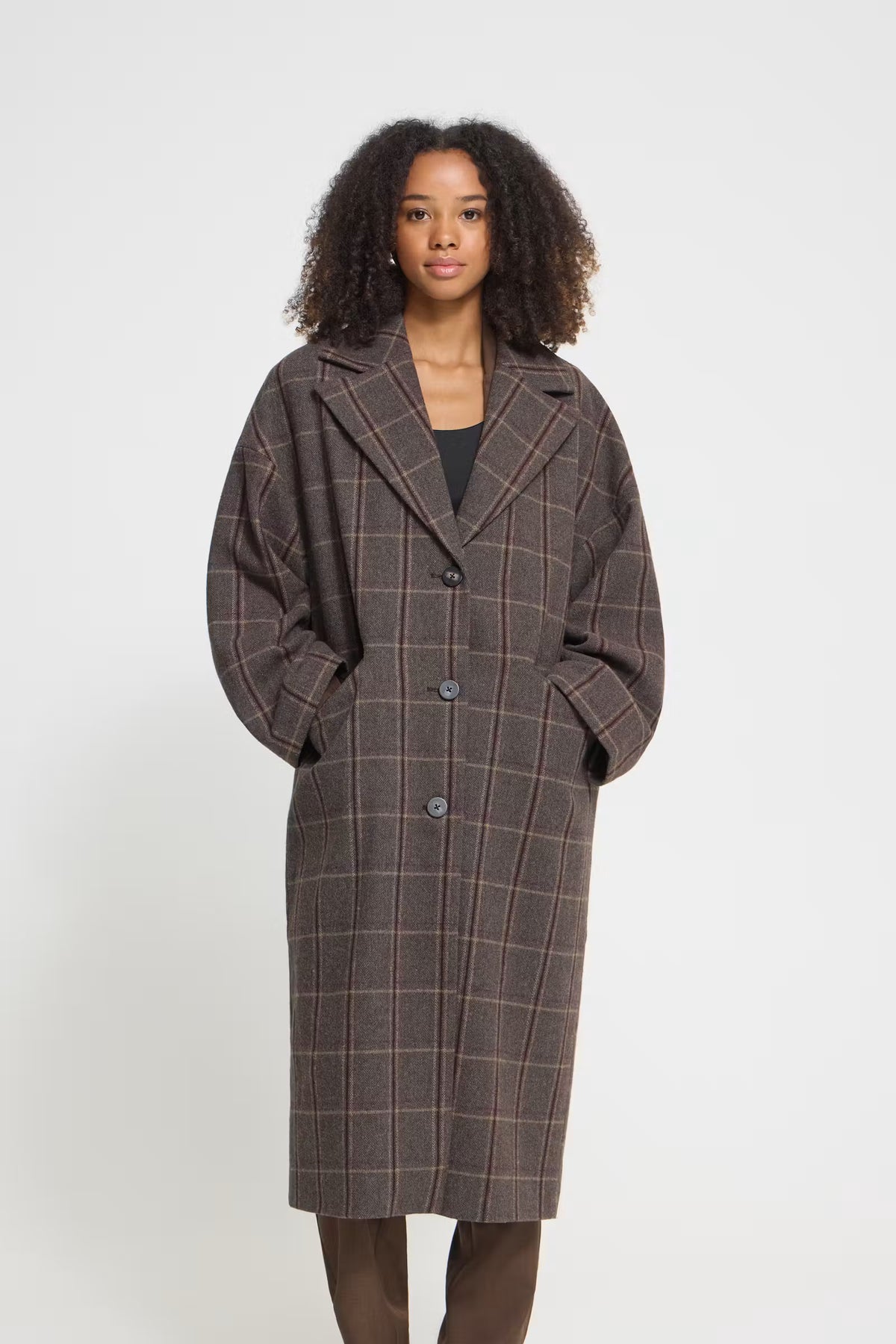 IHEMMALU Brown Check Coat