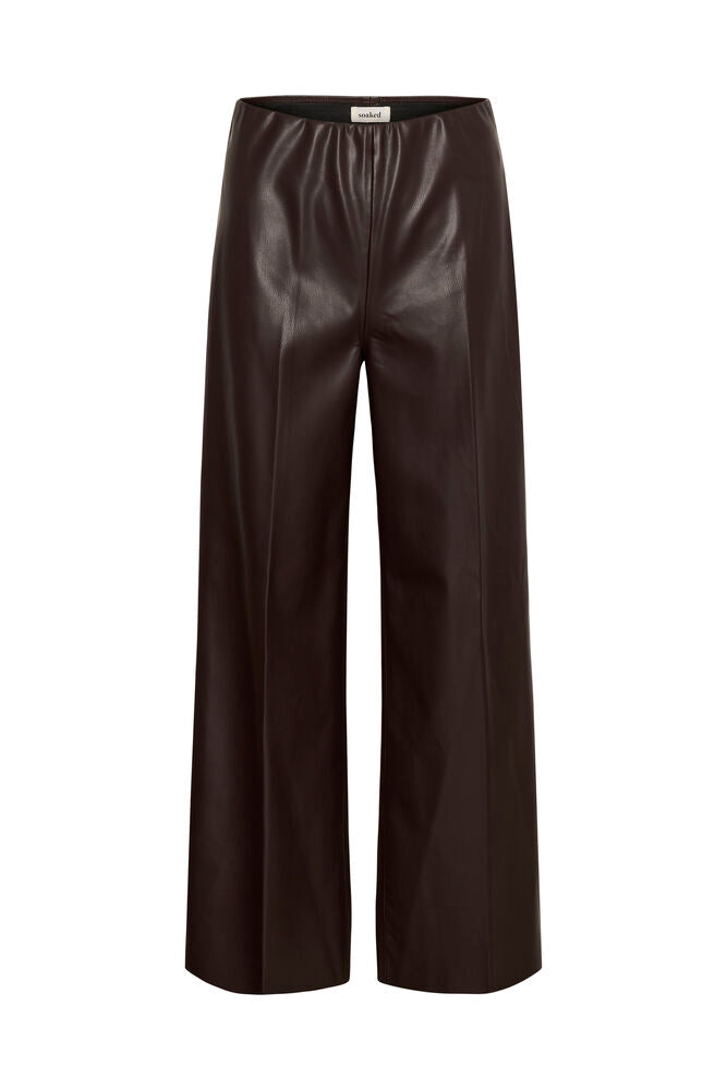 SLKaylee PU Kickflare Pants - Chocolate Torte Brown