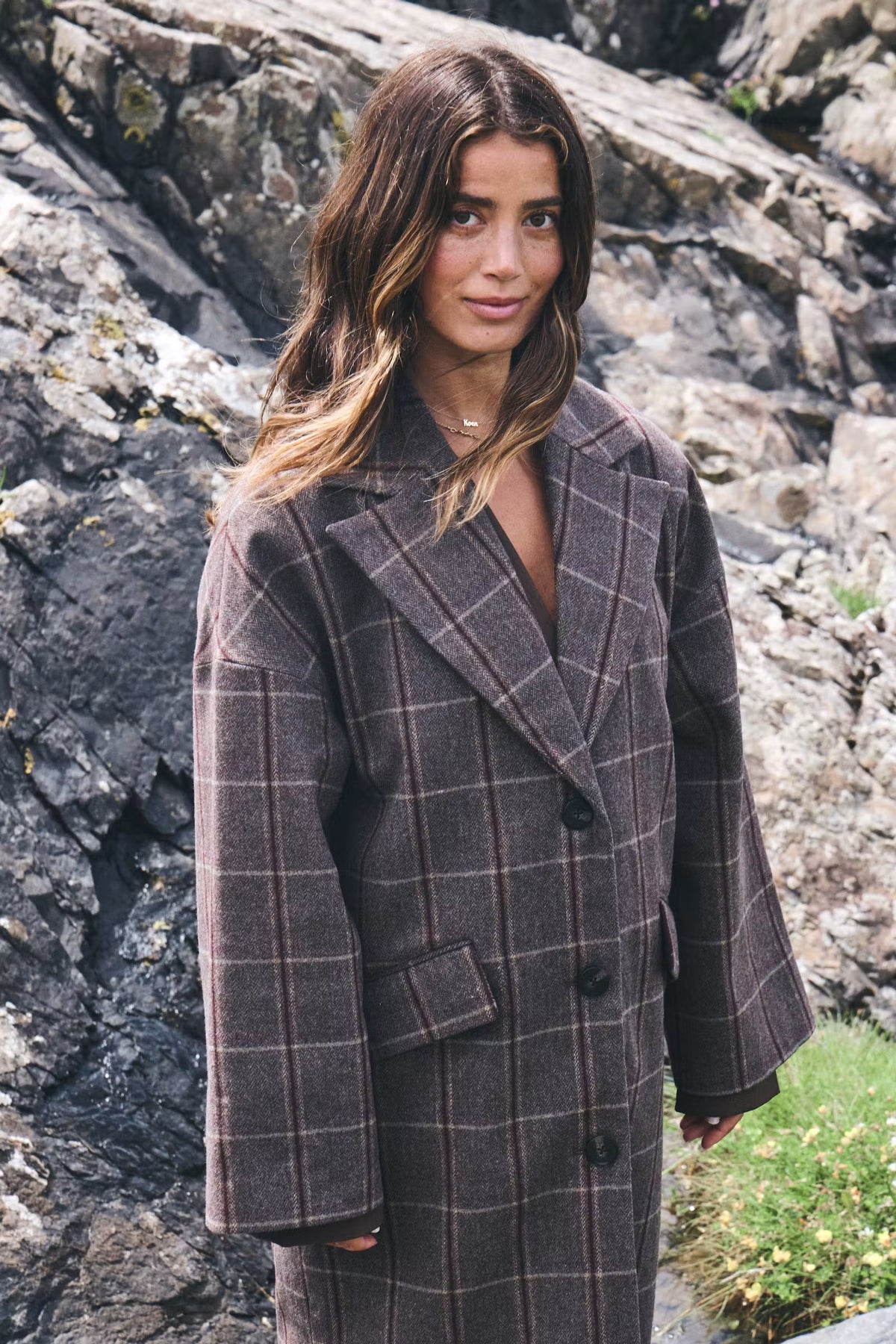 IHEMMALU Brown Check Coat