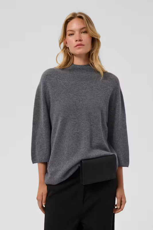 SLSida Pullover 100% wool in grey melange