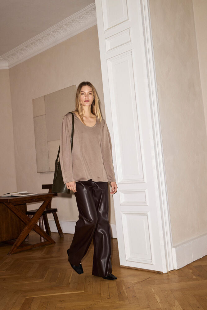 SLKaylee PU Kickflare Pants - Chocolate Torte Brown