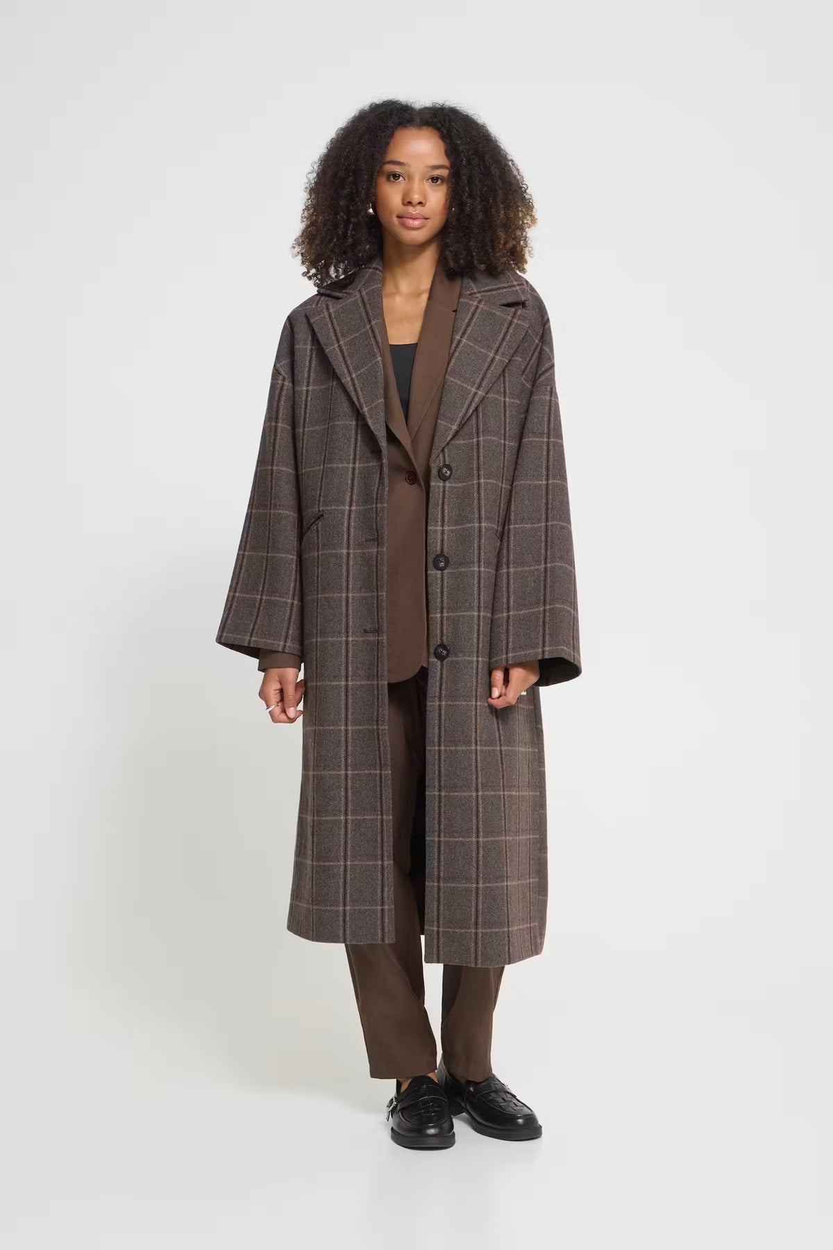 IHEMMALU Brown Check Coat